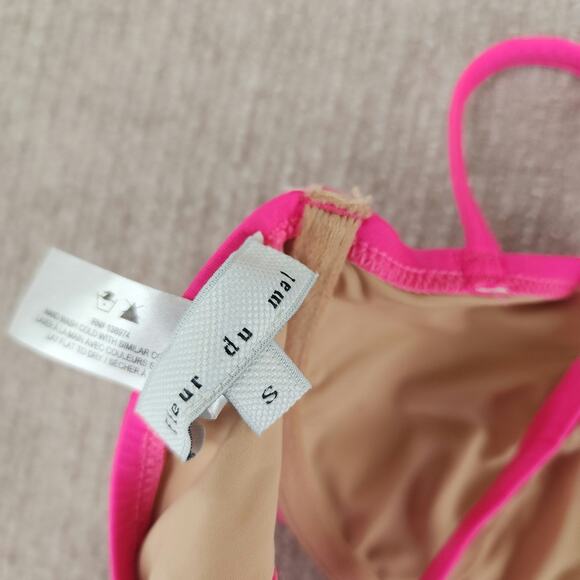 Fleur du Mal Pink Underwire Swim Bikini Top Size S Adjustable Straps - Picture 3 of 5